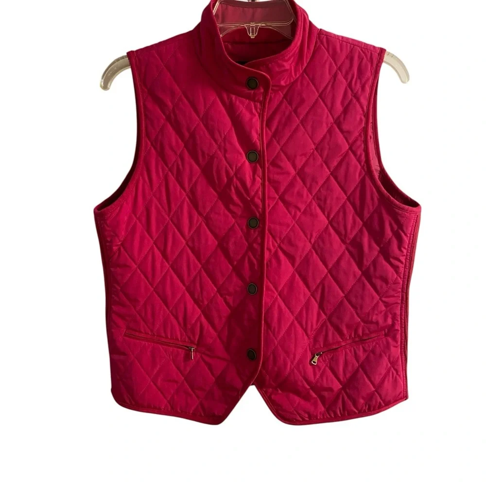 Talbots Petites Hot Pink Quilted Shell Vest Medium petite